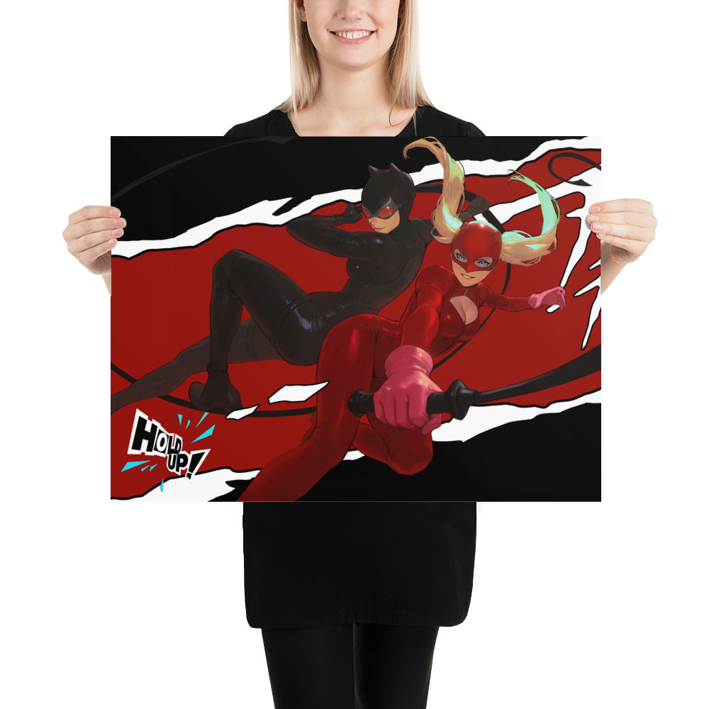 Catwoman And Panther DC Persona 5 Anime Video Game Art Print Poster