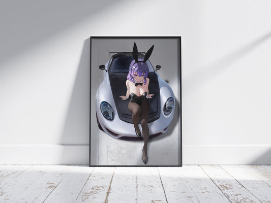 Bunny Girl Porsche Art Print Poster